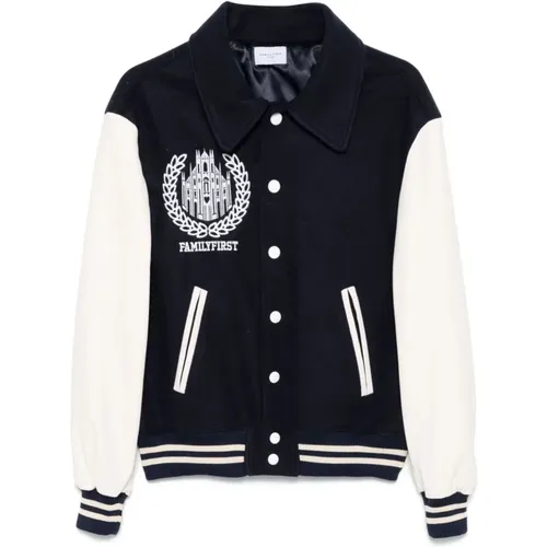 Blaue Varsity College Jacke mit Color-Block Design , Herren, Größe: XL - FAMILY FIRST - Modalova