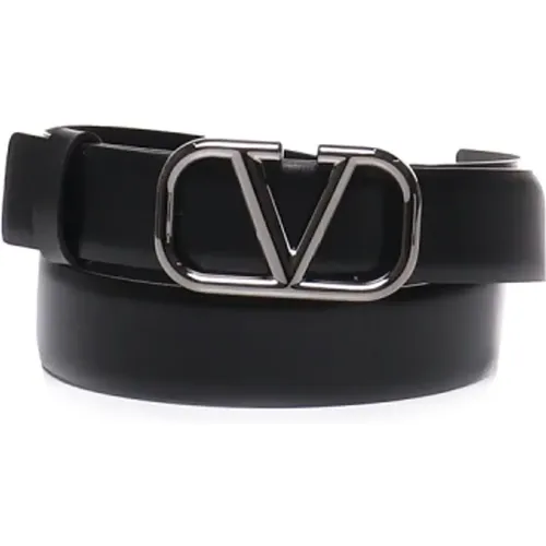Leather Belt with VLogo Buckle , male, Sizes: 100 CM, 95 CM, 110 CM, 105 CM, 90 CM - Valentino Garavani - Modalova