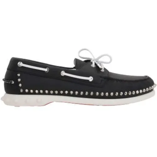 Black Calfskin Flat Shoes Made in Italy , male, Sizes: 7 UK, 9 1/2 UK, 9 UK, 8 1/2 UK, 6 UK, 7 1/2 UK - Christian Louboutin - Modalova