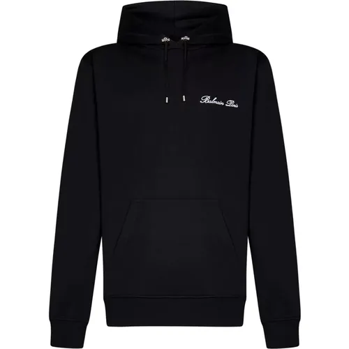 Hoodie with White Logo Embroidery , male, Sizes: S, M - Balmain - Modalova