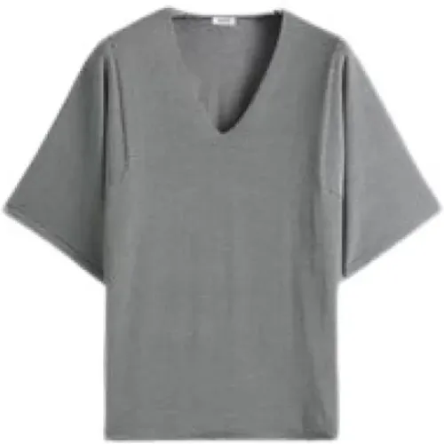 Gestreiftes V-Ausschnitt T-Shirt , Damen, Größe: L - Aspesi - Modalova