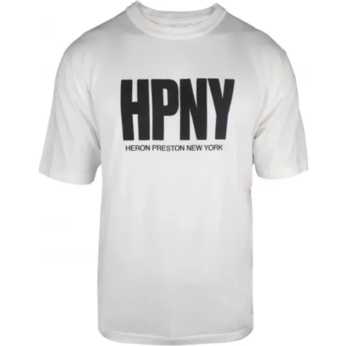 Weißes Baumwoll-T-Shirt mit HPNY-Druck,Weißes Logo Print T-Shirt - Heron Preston - Modalova