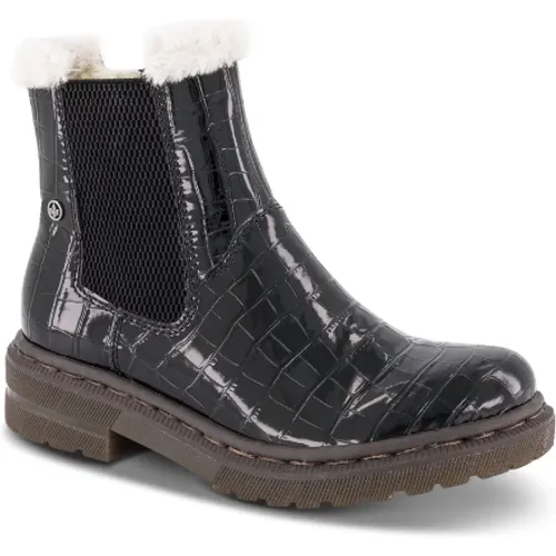 Winterstiefel mit Croc-Lak Design , Damen, Größe: 36 EU - Rieker - Modalova