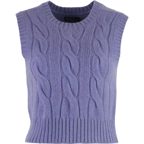 Luxuriöse Cable-Knit Wolle Kaschmir Weste , Damen, Größe: M - Ralph Lauren - Modalova