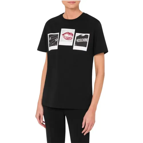 Foto Print Crewneck T-shirts und Polos , Damen, Größe: L - Moschino - Modalova