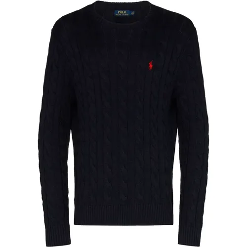 Navy Pullover Driver Knitwear , male, Sizes: L, XL - Polo Ralph Lauren - Modalova