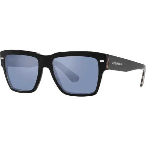 Schwarze Avana/Lichtblaue Sonnenbrille für Männer , Herren, Größe: 55 MM - Dolce & Gabbana - Modalova