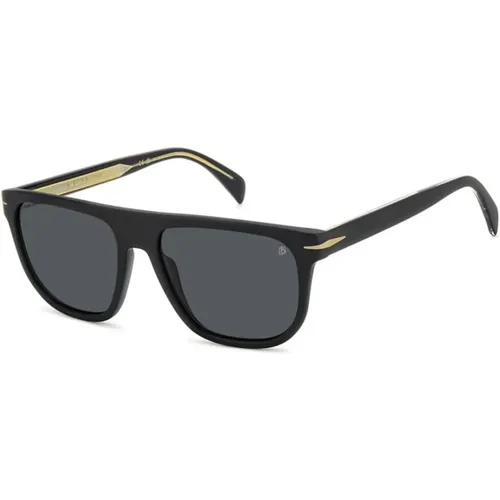 Matt Schwarz Gold Sonnenbrille , Herren, Größe: 56 MM - Eyewear by David Beckham - Modalova
