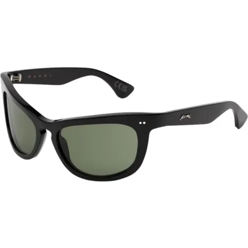 Schwarz Grüne Sonnenbrille Isamu Stil , unisex, Größe: 60 MM - Marni - Modalova