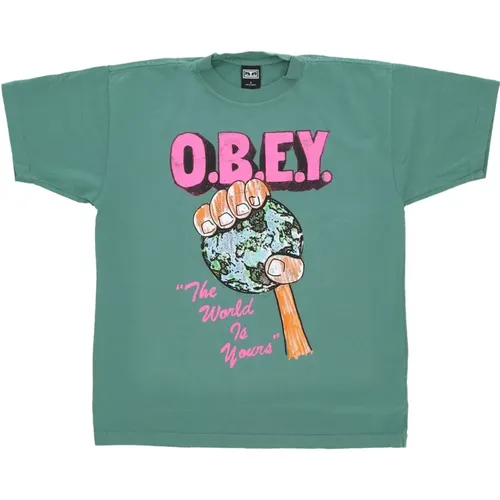 Palm Leaf Mens Tee , male, Sizes: M, XS, S - Obey - Modalova