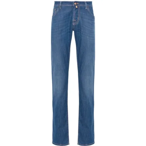 Stretch-Cotton Denim Jeans with Whiskering Effect , male, Sizes: W34, W35 - Jacob Cohën - Modalova