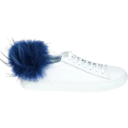 Fur Pom Pom Sneakers - Sk023E , female, Sizes: 6 UK, 7 UK, 5 UK, 3 UK - Mr&Mrs Italy - Modalova