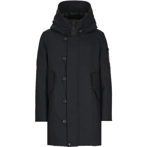 Blaue Wasserdichte Gepolsterte Jacke mit Kapuze,Herren Parka Mantel in Graphitblau - Peuterey - Modalova