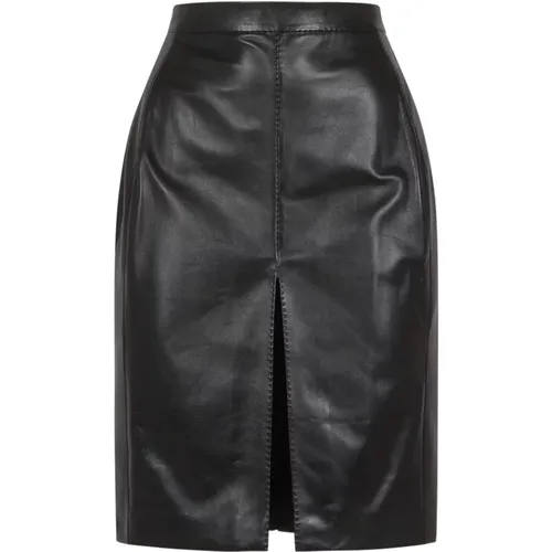 Shiny Lambskin Pencil Skirt with Quilted Panels , female, Sizes: M - Saint Laurent - Modalova