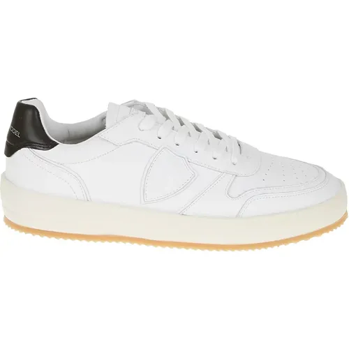 Flache Schuhe aus weißem und schwarzem Leder , Herren, Größe: 43 EU - Philippe Model - Modalova