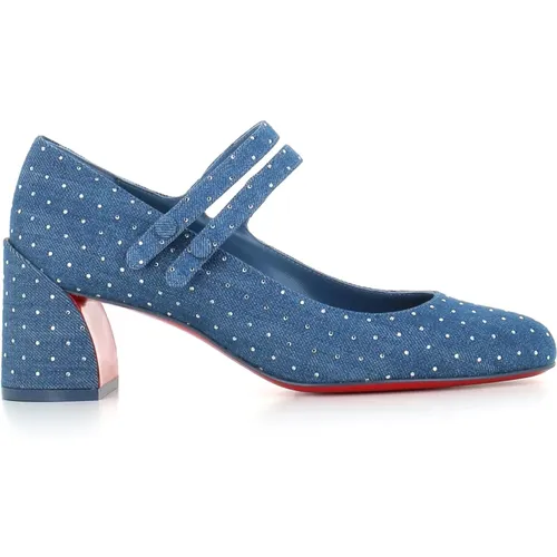 Denim Heeled Pumps with Strass , female, Sizes: 4 UK, 6 UK - Christian Louboutin - Modalova