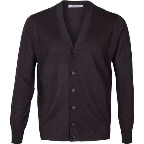 Men's Slim Fit Cardigan in Cotton and Linen , male, Sizes: S - Kangra - Modalova