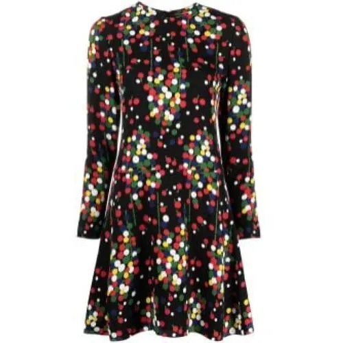Polka Dot Long-Sleeve Mini Dress , female, Sizes: M - Saint Laurent - Modalova