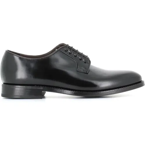 Schwarze gebürstete Leder Derby Schuhe , Herren, Größe: 42 EU - Green George - Modalova