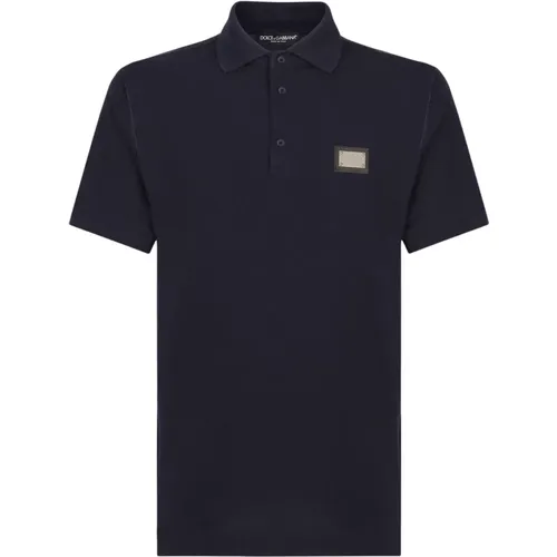 Logo Piquet Cotton Polo Shirt , male, Sizes: M - Dolce & Gabbana - Modalova