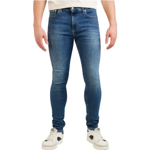 Blaue Herren Jeans mit Reißverschluss/Knopf und Taschen , Herren, Größe: W31 L32 - Calvin Klein Jeans - Modalova