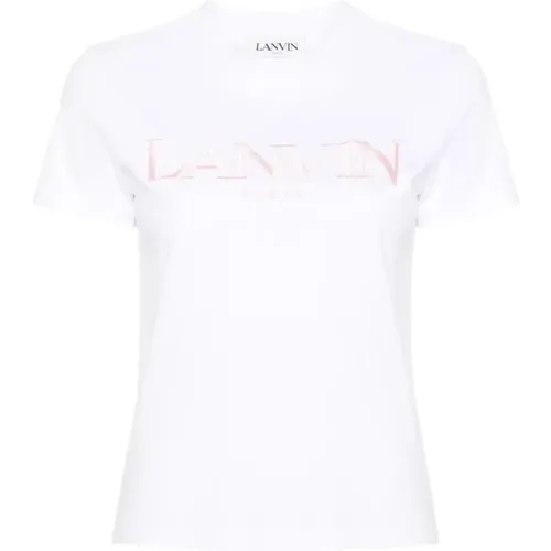 T-Shirt mit gesticktem Logo , Damen, Größe: S - Lanvin - Modalova