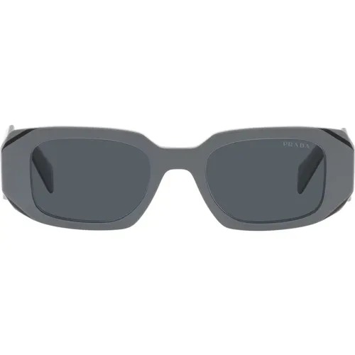 Rectangular Sunglasses with Grey Frame and Black Edges , unisex, Sizes: 49 MM - Prada - Modalova