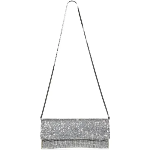Silver Foldover Bag with Chain Strap , female, Sizes: ONE SIZE - Benedetta Bruzziches - Modalova