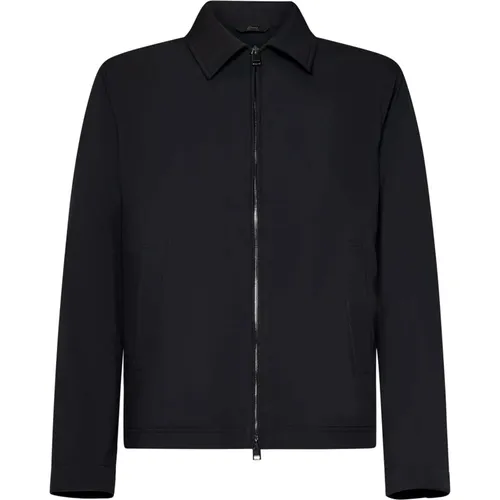 Zip-Up Jacket with Leather Details , male, Sizes: M, L, S - Brioni - Modalova