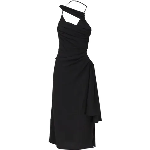 Schwarzes asymmetrisches Drapierkleid , Damen, Größe: 2XS - Jacquemus - Modalova