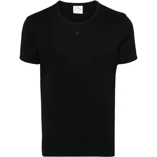 Schwarzes Baumwoll Logo T-Shirt , Herren, Größe: M - Courrèges - Modalova