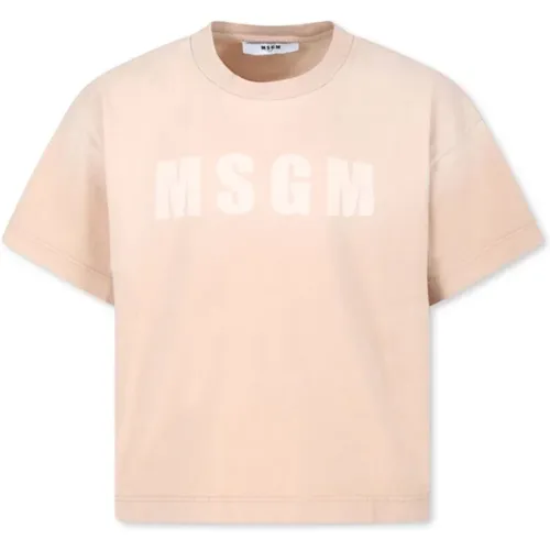 Monogramm-Print Pink Tee für Mädchen - MSGM - Modalova