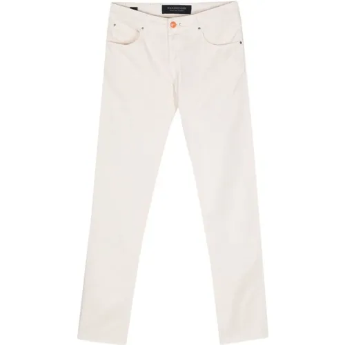 Besticktes Logo Slim Fit Weiße Jeans , Herren, Größe: W36 - Hand Picked - Modalova