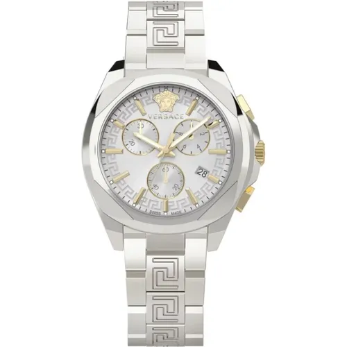 Chrono Lady Silver Quartz Watch , female, Sizes: ONE SIZE - Versace - Modalova