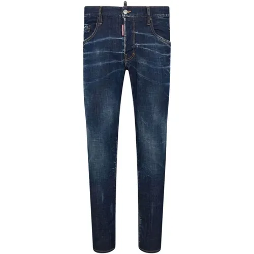 Blaue Distressed Slim Fit Jeans , Herren, Größe: 2XL - Dsquared2 - Modalova