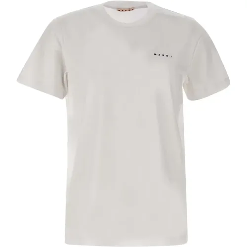 Mens Cotton T-shirt with Logo , male, Sizes: XL, L, M - Marni - Modalova