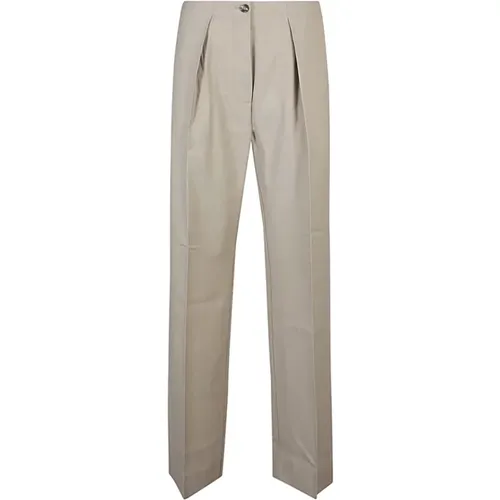 Grey Wool Blend Trousers with Zip Closure , female, Sizes: S - Acne Studios - Modalova