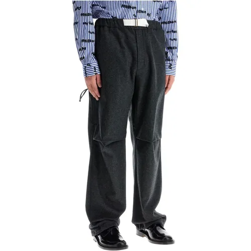 Woolen Relaxed Fit Pants with Belt , male, Sizes: M - Darkpark - Modalova