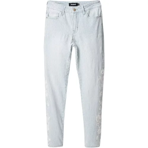 Blaue Elastische Mom Jeans & Hose , Damen, Größe: XS - Desigual - Modalova