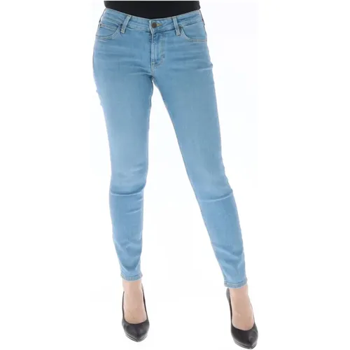 Hellblaue Damen Jeans mit Reißverschluss und Knopfverschluss , Damen, Größe: W25 - Lee - Modalova