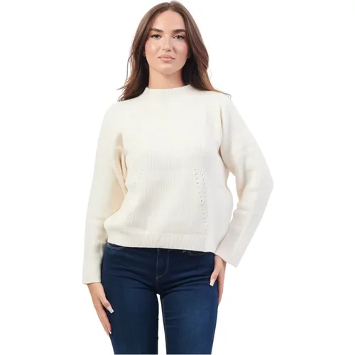 Weißer Strick Rundhals Pullover , Damen, Größe: L - Armani Exchange - Modalova