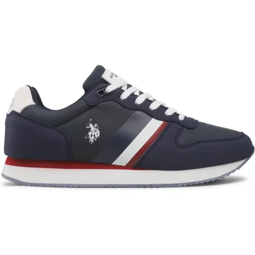 Bedruckte Leder PU Sneakers , Herren, Größe: 44 EU - U.S. Polo Assn. - Modalova