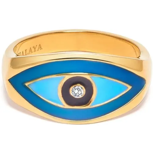 Men's Large Evil Eye Ring , male, Sizes: 60 MM, 64 MM, 62 MM, 56 MM, 68 MM, 58 MM, 66 MM - Nialaya - Modalova