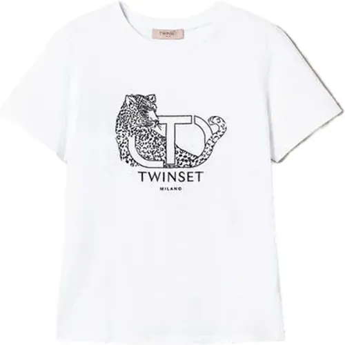 Baumwoll T-shirt , Damen, Größe: S - Twinset - Modalova