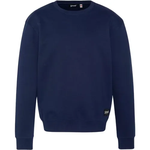 Blauer Rundhals-Sweatshirt , Herren, Größe: M - Schott NYC - Modalova