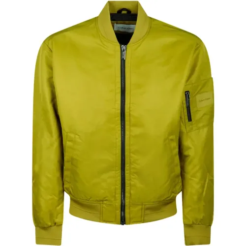 Tuscan Olive Nylon Jacket , male, Sizes: M, S - Calvin Klein - Modalova