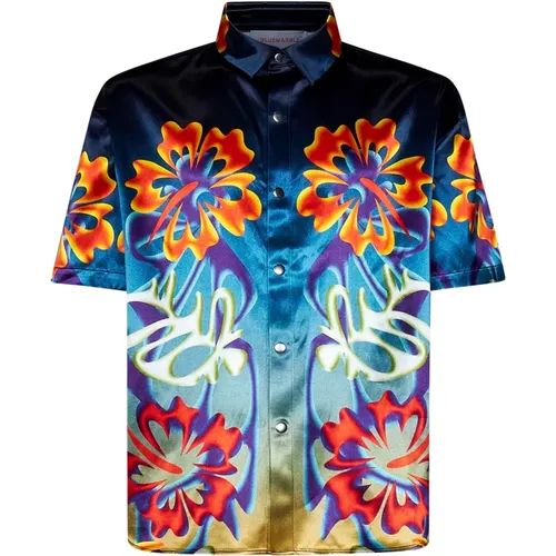 Multicolored Flower Print Shirt , male, Sizes: L, S - Bluemarble - Modalova