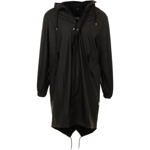 Schwarzer Fishtail Parka Mantel , Herren, Größe: S - Rains - Modalova