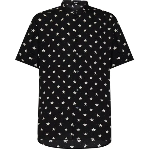 Star Print Short-Sleeved Shirt , male, Sizes: L, M - Balmain - Modalova