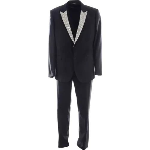 Luxury Men`s 3-Piece Suit with Applications , male, Sizes: 4XL - Dolce & Gabbana - Modalova